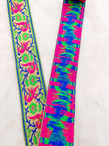 Polyester Jacquard Saree Border, Birds Woven Thread Work Trim, Jacquard Trimming Decorative Trim